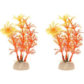 VOCOSTE 2 قطعة نباتات بلاستيكية لحوض السمك، نباتات مائية صناعية لتزيين نباتات المناظر الطبيعية لخزان الأسماك، برتقالي، 4.72 بوصة in Kuwait