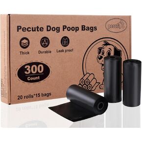 Pecute Dog Poop Bags, Leak Proof Dog Waste Bags Rolls, Extra Thick Strong Poop Bags for Retractable Dog Leash, Suitable for Dogs Walking and Outdoor, 300 Count (Black)