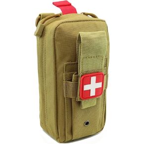Tactical MOLLE Medical Pouch, EMT First Aid Pouch IFAK Trauma Kit Survival Bag Tourniquet Holder Include Cross Patch (Black)