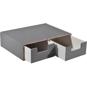 Pu Leather Stackable Drawer Organizer with 2 compartments,Handmade,Under Brewer Storage Drawer for Tea Bag/Coffee Pod/Jewelry/Cosmetics/cell phone/Stationery Desk Storage Box,Black