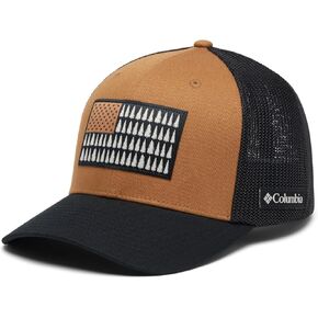 Columbia Unisex Tree Flag Mesh Ball Cap, Camel Brown/Black, XX-Large