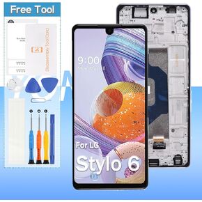 Screen Replacement for LG Stylo 6 LMQ730TM, LM-Q730TM 6.8“ LCD Display Touch Digitizer Assembly with Tools(Black with Frame)
