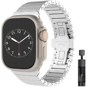 BUREI Compatible with Apple Watch Bands Stainless Steel Metal Watch Band for iWatch Series Classic Business Apple Watch Bands 49mm 45mm 44mm 42mm 41mm 40mm 38mm for Men and Women