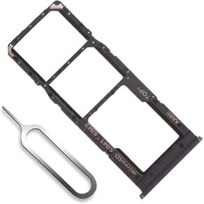 SIM Card Slot Tray Holder Replacement for Samsung Galaxy A12 SM-A125U (Black) with SIM Card Tray Open Eject Pin