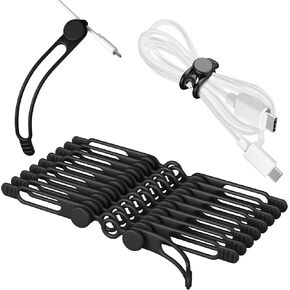 24Pcs Nearockle Silicone Cable Ties 3Inch Cord Organizer, Reusable Small Zip Ties Cable Organizer for Charging Cords Earphone Computer Wire, Office Desk Cable Management Travel Accessories(4 Colors)