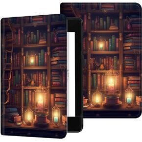 Case for Kindle Paperwhite 6.8" (11th Generation-2021) & Signature Edition, PU Leather Multi-Angle Stand Cover With Auto Wake/Sleep, Purple Dragon Book