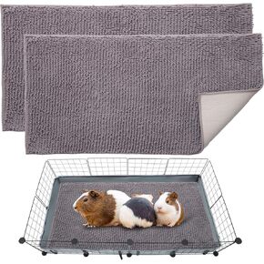 Guinea Pig Cage Liners Bedding Fleece Blankets, 2 Pack 47" X 24" Guinea Pig Washable Pee Pads Reusable Sleep Mats for Rabbit Hamster (24 x 48 Inch (Pack of 2), Grey)