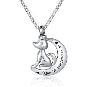 Pet Cat Dog Urn Necklace for Ashes Cremation Jewelry Memorial Animal Stainless Steel Pendant Ashes Holder Keepsakes Jewelry