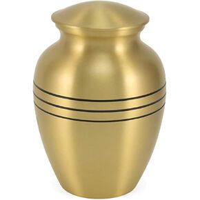 Bronze Finish Solid Brass Pet Urn for Ashes with Threaded Lid - Extra Small Size Cat Urn, Dog Urn, Pet Urn for Pets up to 30 Pounds Before Cremation