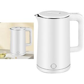 Airshi Electric Kettle, Plastic Coated Shell 2.3L Integrated Wrapped Electric Water Boiler Stainless Steel for Dorm (White)