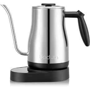 غلاية مياه كهربائية Bodum 34 أونصة Bistro Gooseneck، صب فوق القهوة والشاي، التحكم في درجة الحرارة مع شاشة Wi-Fi، فولاذ مقاوم للصدأ مصقول in Kuwait