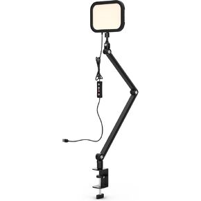 Video Conference Lighting for Computers, Webcam Light with C-Clamp, 360° Rotate & Adjust Arm, Desk Light for Video Calls, Streaming, Recording