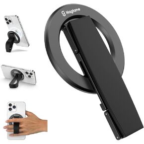 مقبض هاتف مغناطيسي لـ MagSafe مع حزام الإصبع، حامل هاتف مع مسند، حزام حامل هاتف معدني 3 في 1 لليد، متوافق مع سلسلة iPhone 12/13/14/15، أسود in Kuwait