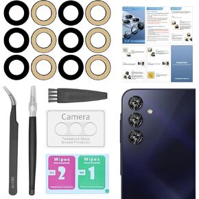 2 Pack for Samsung Galaxy A15 Back Rear Camera Lens Glass Replacement with [Camera Lens Protector]+ Pre-Installed Adhesive Include Repair Tool Set+Installation Manual