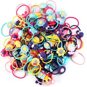 100pcs Mix Colors Girl's Elastic Hair Ties Soft Rubber Bands Hair Bands Holders Pigtails Hair Accessories for Girls Infants Toddlers Kids Teens and Children 100A