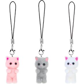 Mabor 3Pcs Cute Phone Charm Kawaii Cat Phone Charms Keychain Bag Charms, Cat Charm for Phone Cell Phone Charms Aesthetic With Cute Hanging Pendants Decor