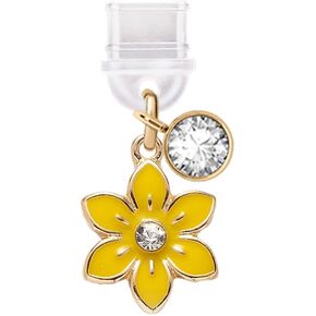 ELISE & FONDA TP406 Type-C USB Charging Port Anti Dust Plug Little Lily Flower Cell Phone Charm for iPhone 15 /Samsung/OnePlus/Xiaomi/oppo Android Phones (Yellow)