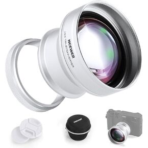 NEEWER 49mm 1.5X عدسة إضافية للمحول عن بعد، متوافقة مع كاميرات Fujifilm X100 X100S X100F X100T X100V X100VI، زجاج بصري عالي الدقة، متعدد الطبقات، فضي، LS-61