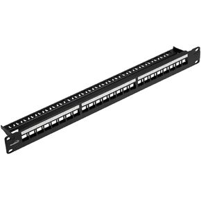 NavePoint 24-Port Cat5/Cat5e/Cat6 Ethernet Patch Panel for 19-Inch Wallmount Or Rackmount Empty for Keystone Insertion Black 4-Pack