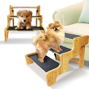 Dog Stairs for Large Dogs,Bamboo 4-Step Dog Stairs to High Bed Or Couch,Sturdy Dog Stairs Can Support Large Dogs Weighing Up to 160 LB