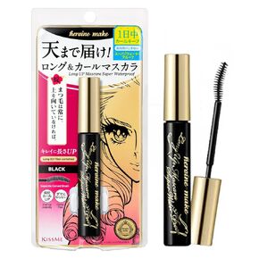 HEROINE MAKE by KISSME Long Up Mascara Super Waterproof 01 Black, Super Lengthening Fiber for Even Long and Curl