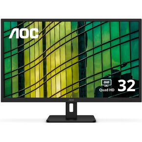 AOC Q32E2N 32" Framless QHD 2560 x 1440 Monitor, IPS Panel, 75Hz Refresh Rate, HDMI x1, Display Port x1, Built-in Speakers, Black