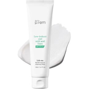 make prem Safe me. Relief Moisture Cleansing Foam, Gentle exfoliating pH-balanced Cleanser for Sensitive Skin and All Skin Types, Non-Irritating, Fragrance Free, Dermatologist Tested 150ml, 5.07 fl.oz.