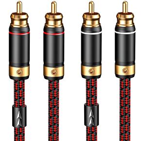 Audiophiles RCA/Phono Cable 2 RCA Male to 2 RCA Male HiFi System Interconnect Cable Braided for Home Cinema Subwoofer Amplifiers Blu-ray (Straight to Straight, 3.2ft/1m)