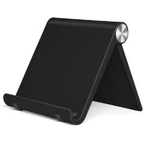 Foldable Portable Adjustable Cell Phone Stand for Desk - Compatible with iPhone 15 14 13 Pro Max, iPhone 12 11 Plus SE XS XR 8 7, Office Desk Travel Accessories - Black
