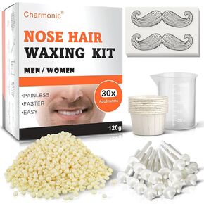 120g Wax Nose Wax Kit, Nose Hair Wax, Nose Wax with 40 Applicators and 20 Wipes, Quick and Painless Nose Hair Waxing Kit for Men and Women, Nose Hair Remover Wax Kits Used 20~25 Times Usage