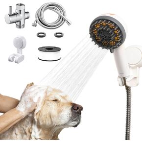 Dog Shower Attachment with hose 59 inches,high pressure pet bath supplies Handheld Shower Head hose attachment,3 Spraying Mode On/Off