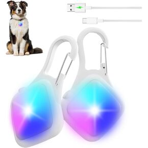 Dog Collar Light 4 Modes RGB Lights for Dog Collar High Capacity USB Rechargeable Dog Light Waterproof Dog Lights for Night Walking,Climbing,Bike,Running (2 Pack Black)