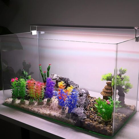 VOCOSTE 2 قطعة نباتات بلاستيكية لحوض السمك، نباتات مائية صناعية لتزيين نباتات المناظر الطبيعية لخزان الأسماك، برتقالي، 4.72 بوصة in Kuwait