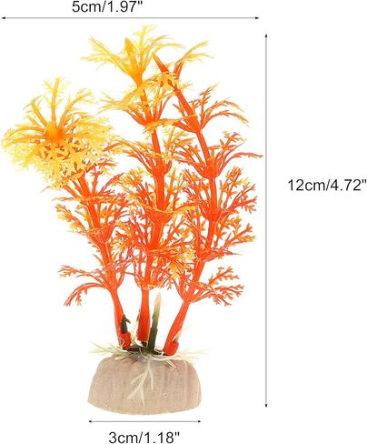 VOCOSTE 2 قطعة نباتات بلاستيكية لحوض السمك، نباتات مائية صناعية لتزيين نباتات المناظر الطبيعية لخزان الأسماك، برتقالي، 4.72 بوصة in Kuwait
