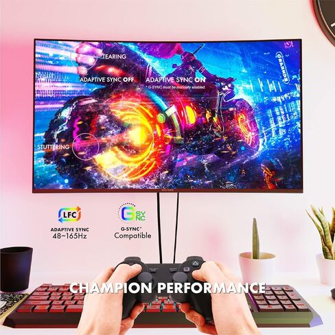 Viotek GNV27CB شاشة ألعاب منحنية 27 بوصة 165 هرتز، دقة Full HD 1080p، متوافقة مع FreeSync، 3 مللي ثانية GTG، تباين 3000:1، 100% sRGB، جاهز VESA، DP، HDMI، مكبر صوت، 3 سنوات بدون بكسلات ميتة in Saudi Arabia