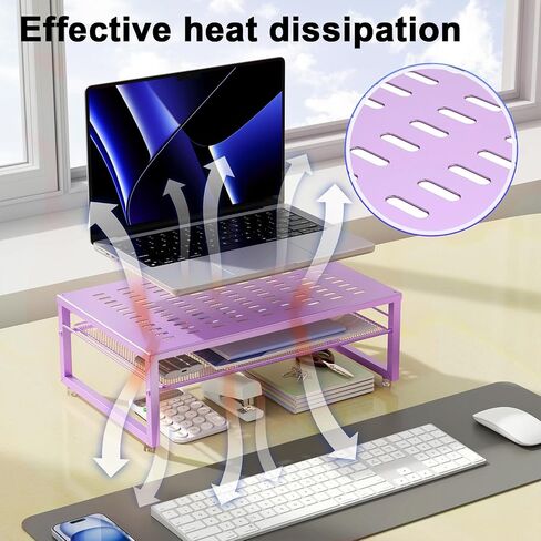 gianotter 2-Tier Metal Monitor Stand Riser, Office Desk Storage Organizer for Computer Monitor, Laptop, Printer, Office Supplies (Black) in Saudi Arabia