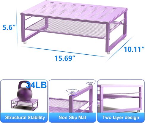 gianotter 2-Tier Metal Monitor Stand Riser, Office Desk Storage Organizer for Computer Monitor, Laptop, Printer, Office Supplies (Black) in Saudi Arabia