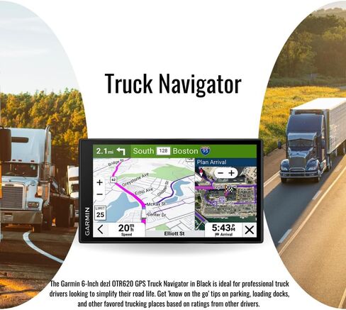 Garmin dezl OTR620 GPS Truck Navigator with 6-Inch 1280p Touchscreen (Black) Bundle with Headset 110, Storage Case, Headset Accessory, microSDHC Card, Suction Cup Mount, and Nylon Cable (7 Items) in Saudi Arabia
