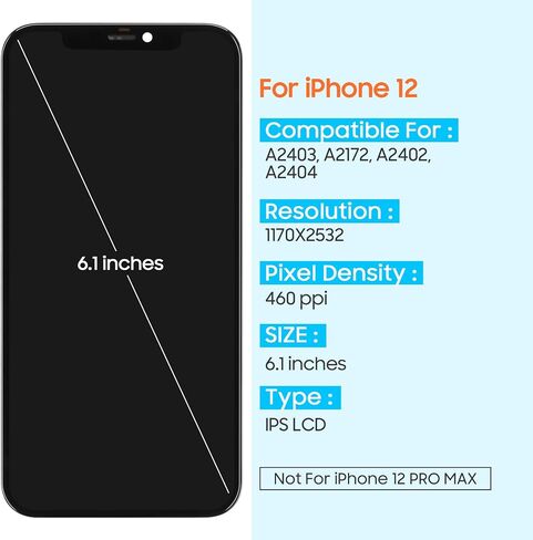 استبدال الشاشة آيفون 12/12 برو شاشة LCD تعمل باللمس محول الأرقام A2172 A2402 A2404 A2403 الجمعية مع مجموعات إصلاح in Saudi Arabia
