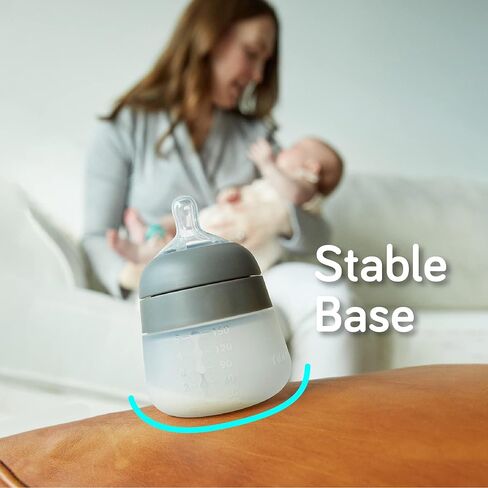 Nanobebe Flexy Silicone Baby Bottle, Anti-Colic, Natural Feel, Non-Collapsing Nipple, Non-Tip Stable Base, Easy to Clean 2-Pack, Sage, 5 oz in Saudi Arabia