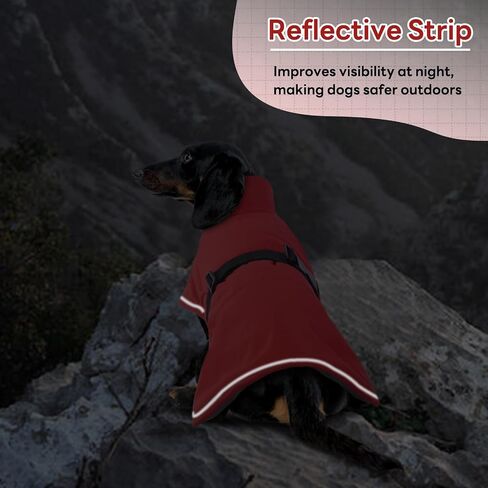 T'CHAQUE Dachshund Coat Waterproof Dog Winter Coat for Dachshund Clothes for Reflective Dog Jacket Sausage Dog Fleece Cold Weather Coat Mini Dachshund Clothes Dog Snowsuit with Warm Fleece Lining in Saudi Arabia