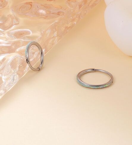 خاتم أوبال سيبتوم 16G 18G 20G حلقة هوب مفصلية للنساء من الفولاذ المقاوم للصدأ أوبال الأنف الدائري هوب الحاجز ثقب الفرس حلقة الغضروف الزنمة الحلزون أقراط محارة ثقب المجوهرات الذهب 18G 8 مم in Kuwait