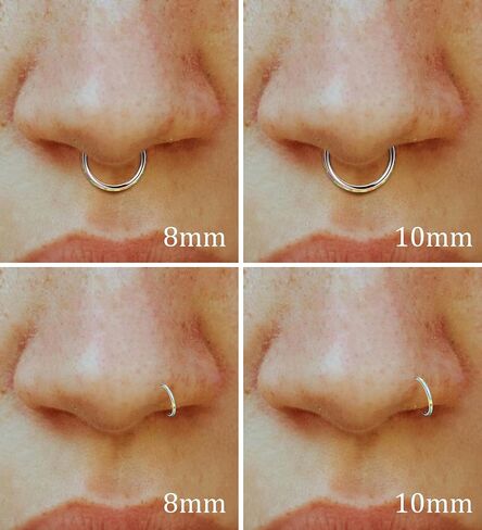 خاتم أوبال سيبتوم 16G 18G 20G حلقة هوب مفصلية للنساء من الفولاذ المقاوم للصدأ أوبال الأنف الدائري هوب الحاجز ثقب الفرس حلقة الغضروف الزنمة الحلزون أقراط محارة ثقب المجوهرات الذهب 18G 8 مم in Kuwait