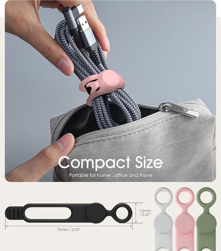 3 Inch Reusable Cable Ties, Silicone Cord Organizer, 24Pcs-Multi in Kuwait
