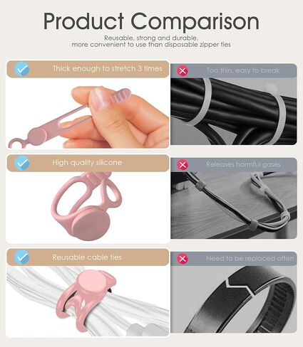 3 Inch Reusable Cable Ties, Silicone Cord Organizer, 24Pcs-Multi in Kuwait