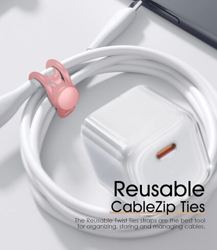3 Inch Reusable Cable Ties, Silicone Cord Organizer, 24Pcs-Multi in Kuwait