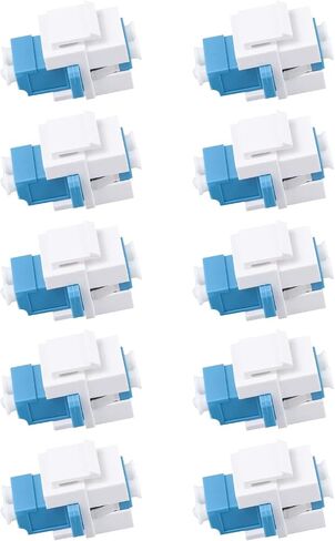 10 pcs Fiber Optic Keystone Jack Coupler LC Duplex Singlemode Coupler (White) (SM) Fiber Optic Cable Adapter LC-LC Duplex Single Mode Connector for Fiber Wall Plate in Saudi Arabia