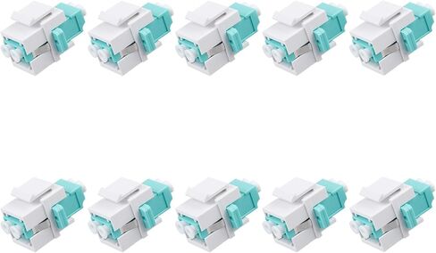 10 pcs Fiber Optic Keystone Jack Coupler LC Duplex Singlemode Coupler (White) (SM) Fiber Optic Cable Adapter LC-LC Duplex Single Mode Connector for Fiber Wall Plate in Saudi Arabia