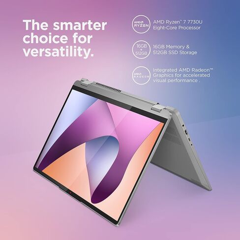 IdeaPad 5 2-in-1-2024 - Professional Laptop - Fingerprint Sensor - 16" WUXGA IPS Display - 16GB Memory - 512GB SSD Storage - AMD Ryzen™ 7 8845HS - Luna Grey in Saudi Arabia