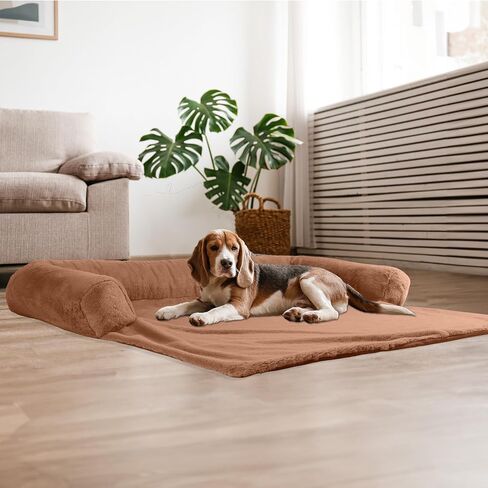 Petmaker Dog Bed - Plush Couch Covers for Dogs and Cats - Pet Bed for Large Pets - Dog Bed with Removable Washable Cover - Puppy Essentials (Beige) in Saudi Arabia